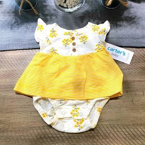 Brand New (newborn) white & yellow floral dress from Carters.